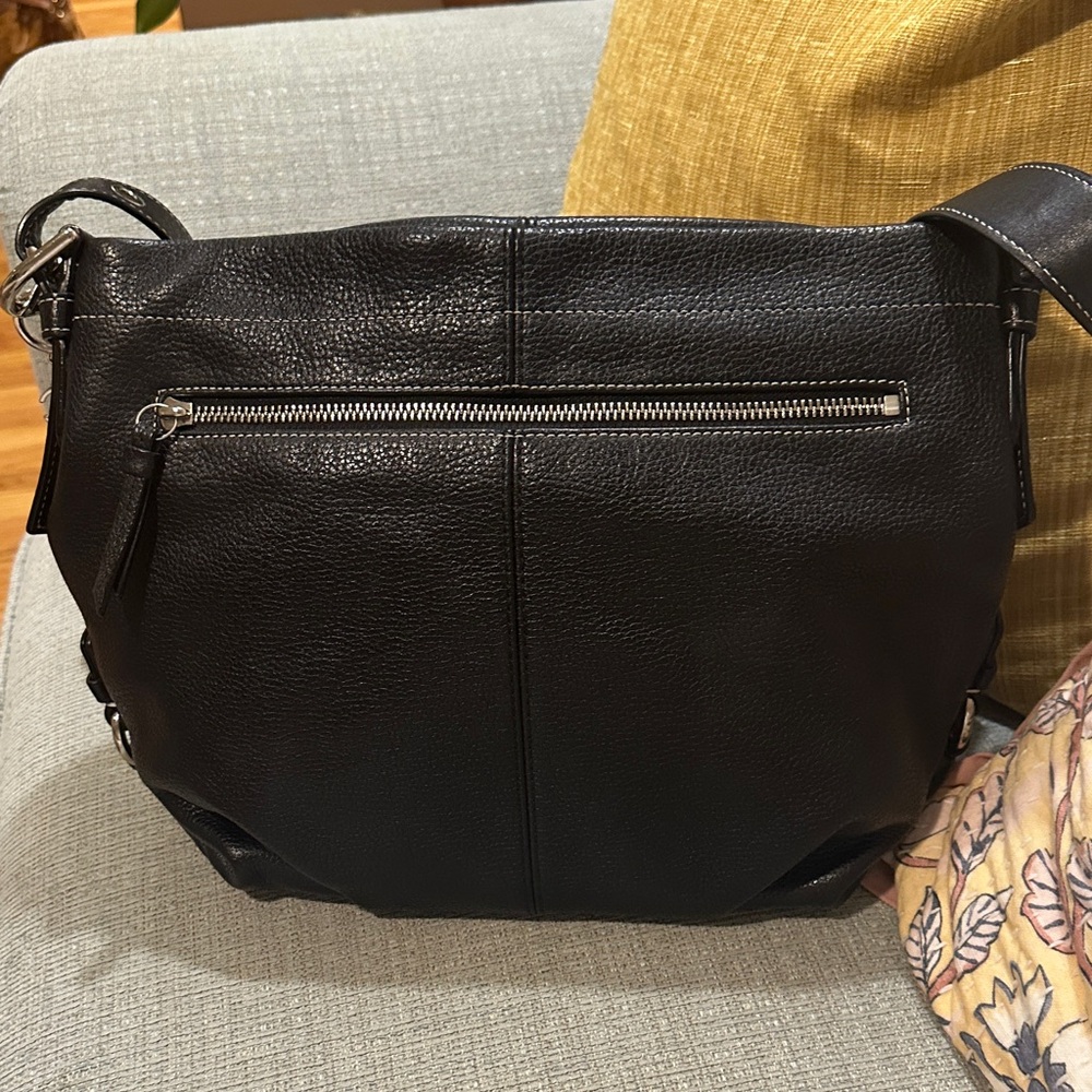 Coach Black Leather Shoulder Bag with Scarf Accent - Picture 5 of 8